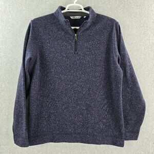Peter Millar Crown Fleece Sweater Mens XL 1/4 Zip Blue Classic Fit Pullover